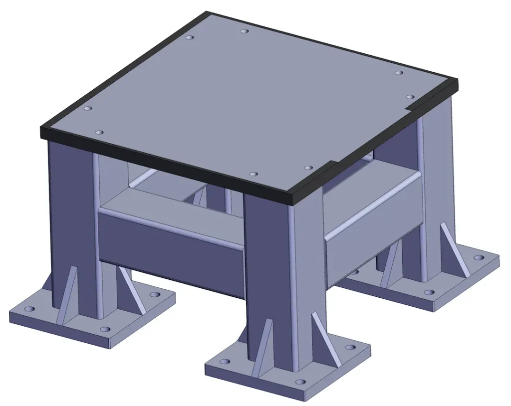 Robotic MIG-welded robot base with machined datum pads