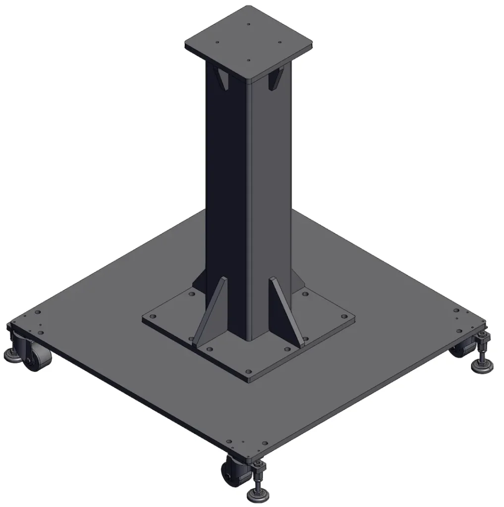 Steel robot riser with CNC-machined top plate and PCD holes