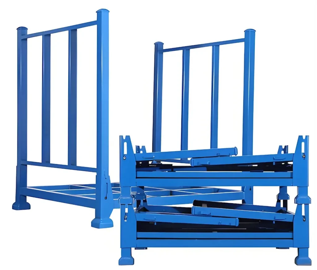 Custom portable stack racks with removable posts and forklift pockets