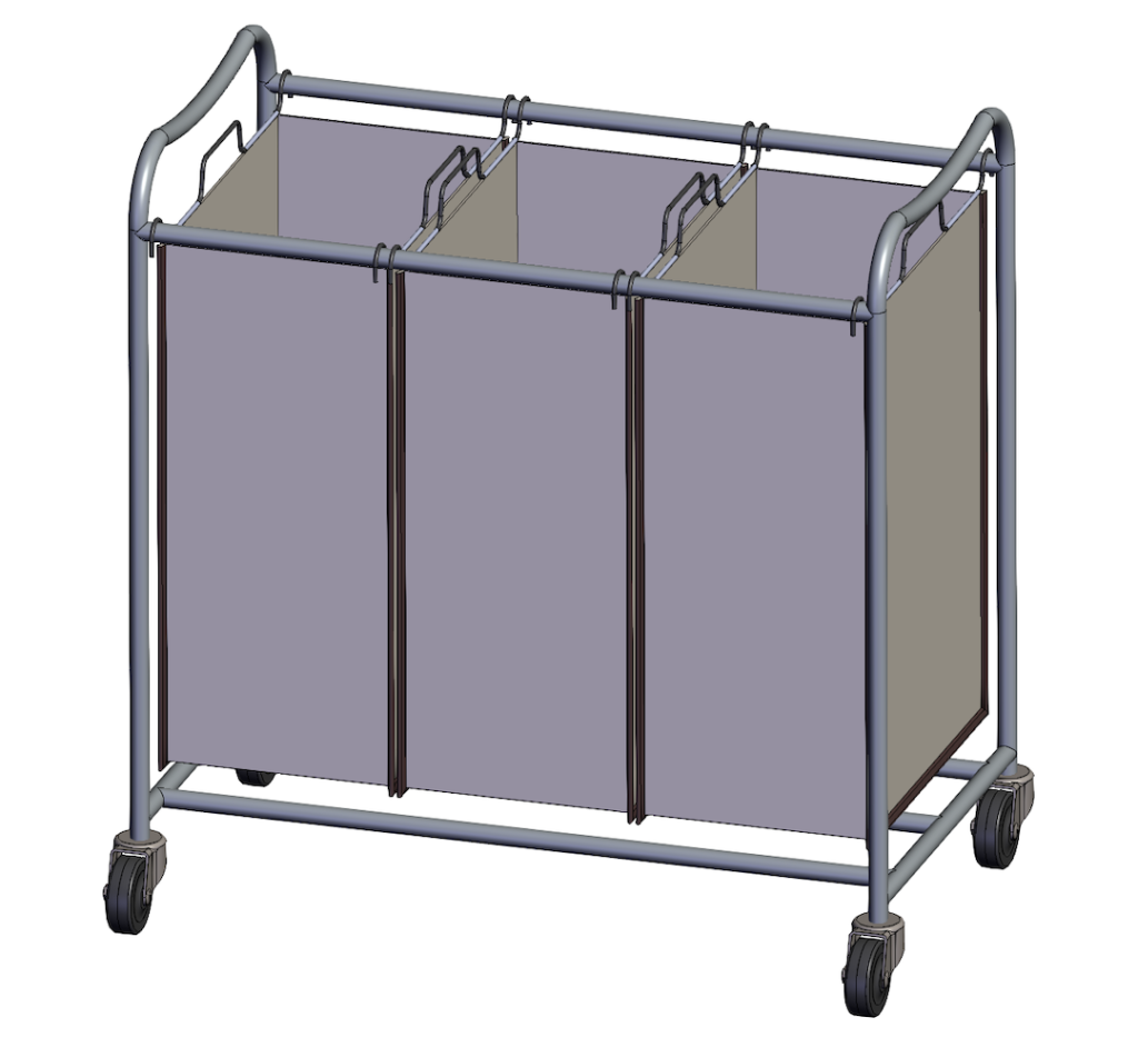 Laundry bag cart with removable divided liner for clean
